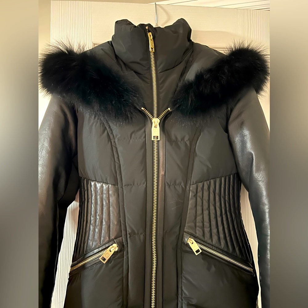 Nicole Benisti Courvechal Blue Fox Fur-Trim Down Parka